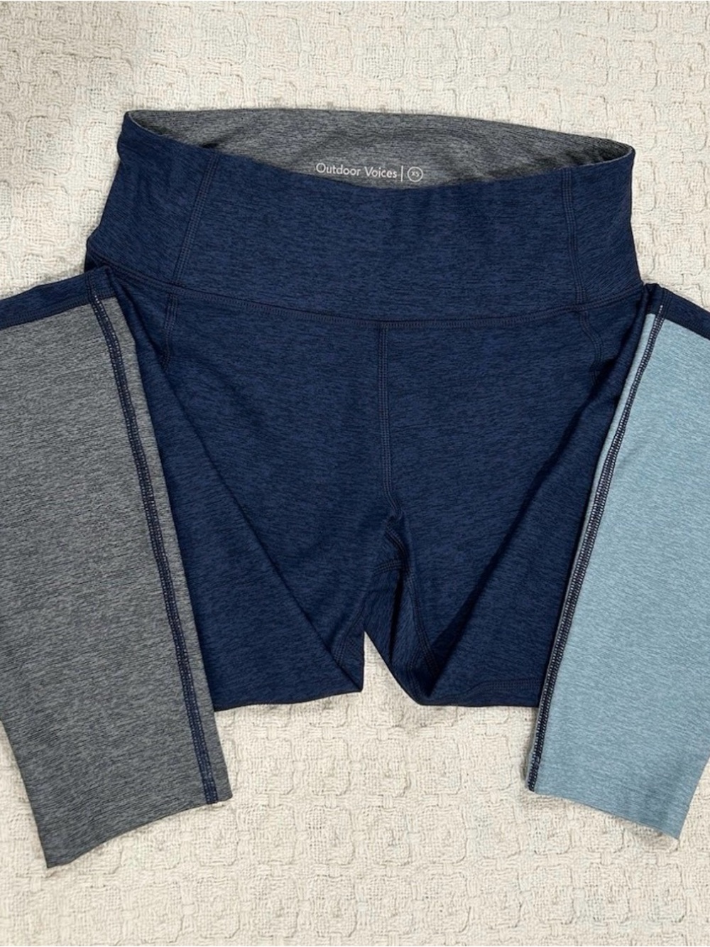 Outdoor Voices Blue Colorblock Leggings Dipped Warmup 7/8 Multicolor Legging
